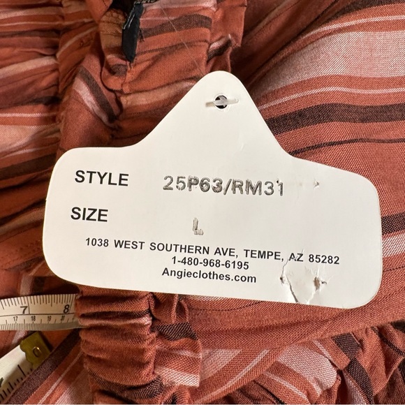 Angie Tie Waist Rust Colored Striped Wide Leg Palazzo Boho Trouser Pants Size L - Picture 6 of 13